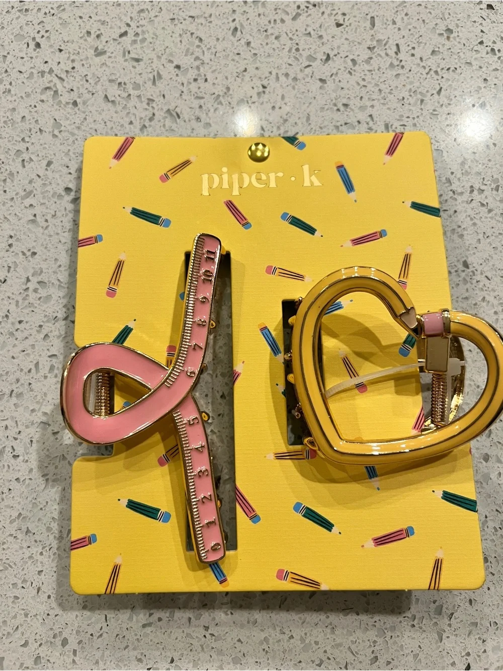 Piper K 🍎 back to school hair clips set of 2 Pencil and Ruler